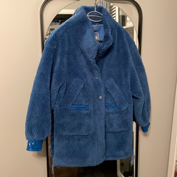 NEW Lattelier Wool Blend Teddy Sherpa Jacket Coat S/M - Picture 1 of 5